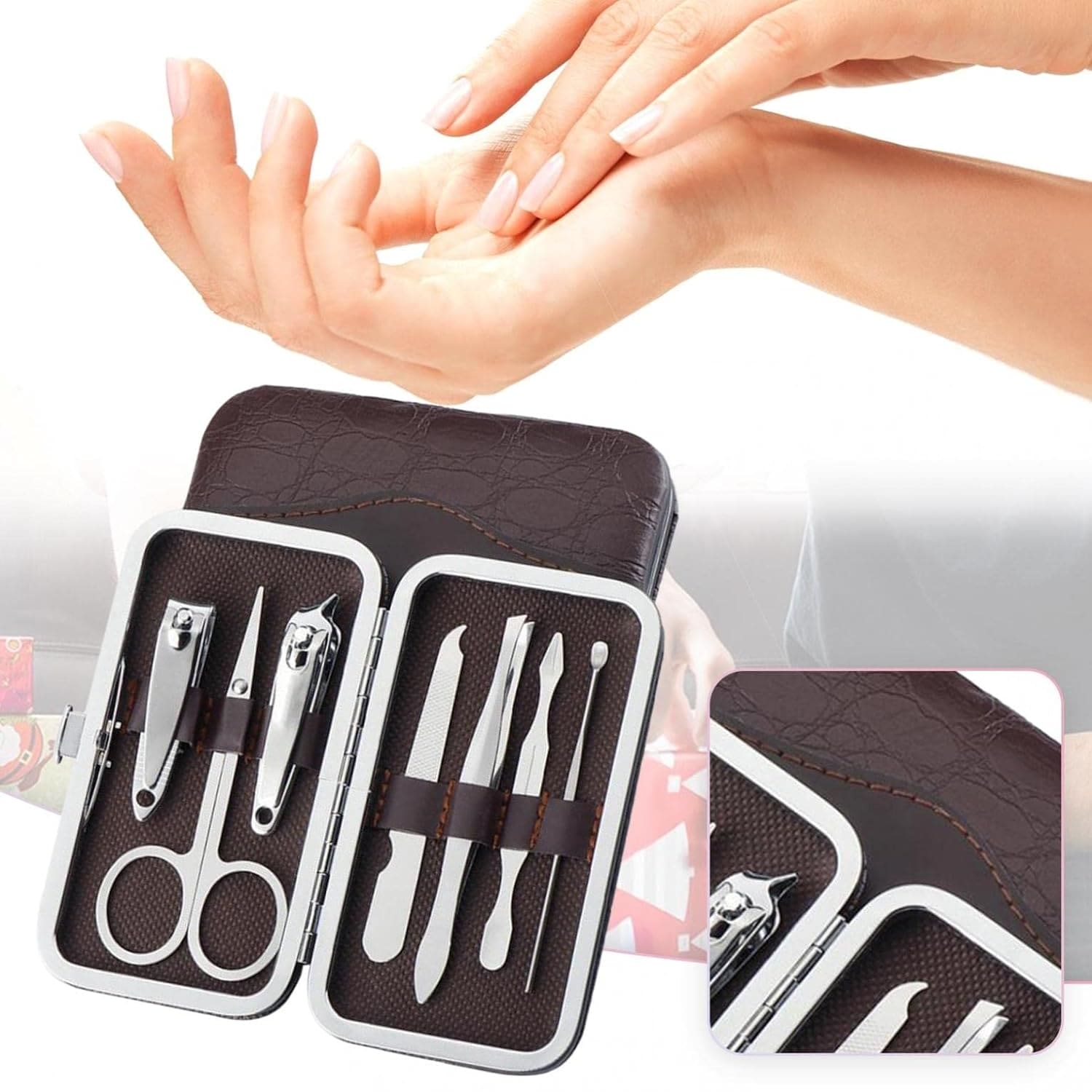 7 In 1 Manicure Kit, Carbon Steel Professional Pedicure Kit, Nail Scissors Grooming Kit with Leather Travel Case, Men Women Manicure Pedicure Kit, Nail Care Tool For Home Use 7 In 1 Manicure Kit, Carbon Steel Professional Pedicure Kit, Nail Scissors Grooming Kit with Leather Travel Case, Men Women Manicure Pedicure Kit, Nail Care Tool For Home Use